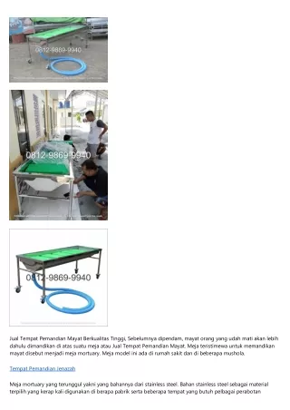 jual tempat pemandian mayat berkualitas tinggi