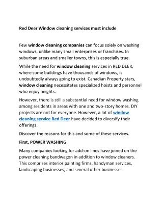 Red Deer Window cleaning services must include