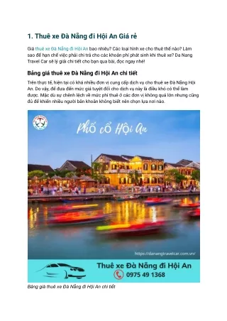Xe đi hội an giá rẻ