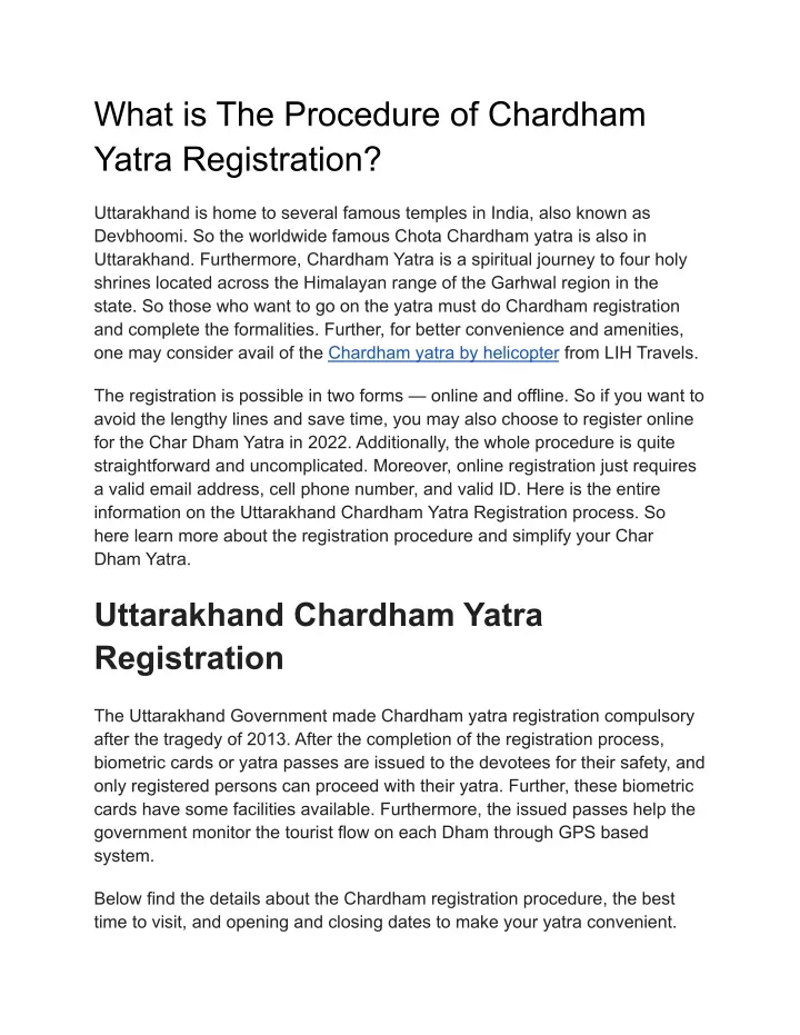 what is the procedure of chardham yatra