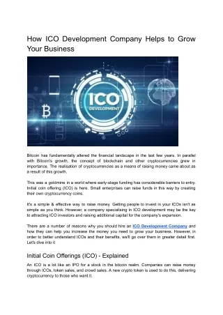 How ICO Development Company Helps to Grow Your Business