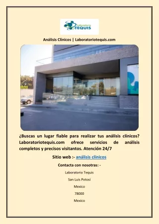 an lisis cl nicos laboratoriotequis com