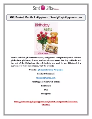 Gift Basket Manila Philippines | Sendgiftsphilippines.com