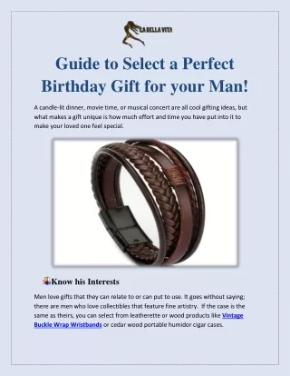 Guide to Select a Perfect Birthday Gift for your Man!