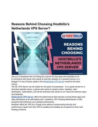 reasons behind choosing hostbillo s netherlands