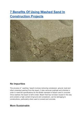 7 benefits of using washed sand in construction