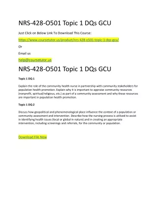 nrs 428 o501 topic 1 dqs gcu