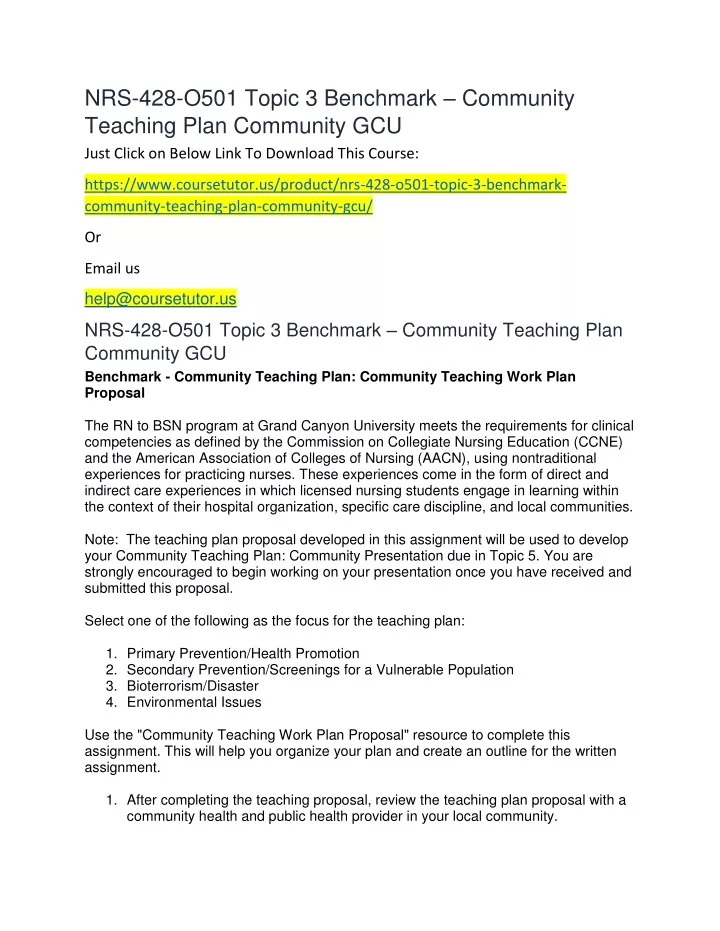 nrs 428 o501 topic 3 benchmark community teaching
