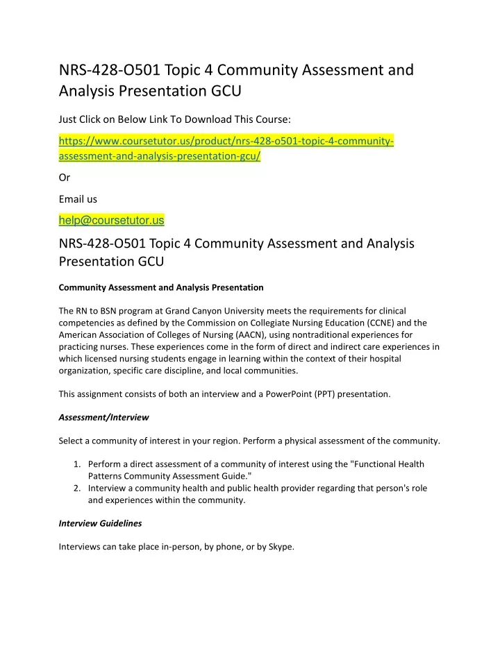 nrs 428 o501 topic 4 community assessment
