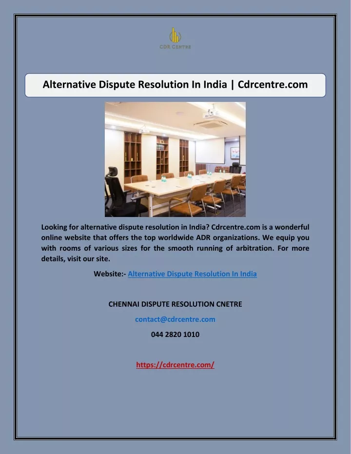 alternative dispute resolution in india cdrcentre