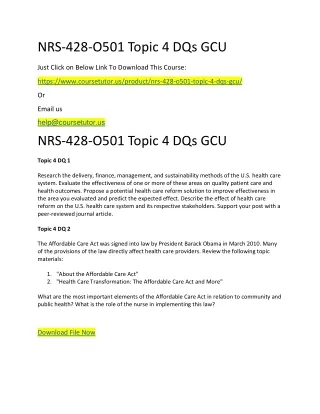 nrs 428 o501 topic 4 dqs gcu