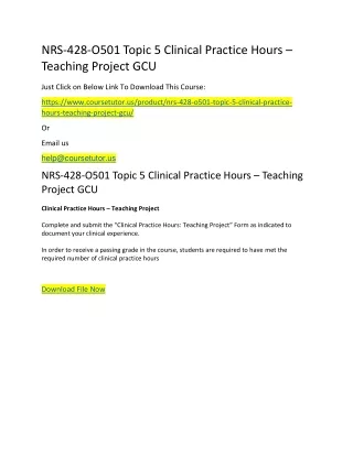 nrs 428 o501 topic 5 clinical practice hours