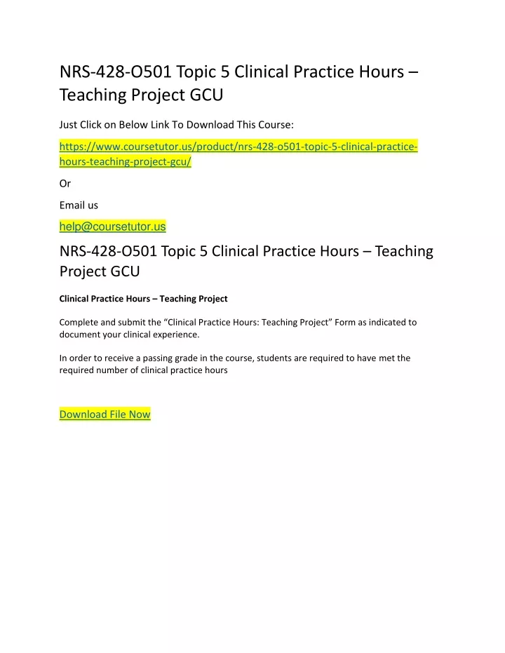 nrs 428 o501 topic 5 clinical practice hours