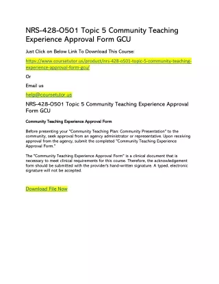 nrs 428 o501 topic 5 community teaching