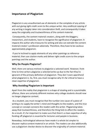 importance of plagiarism