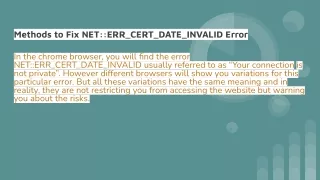 methods to fix net err cert date invalid error