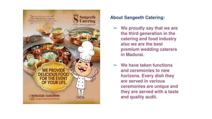 about sangeeth catering we proudly say that