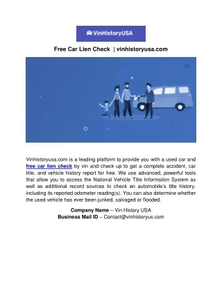 Free Car Lien Check  | Vinhistoryusa.com
