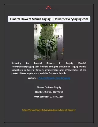 Funeral Flowers Manila Taguig | Flowerdeliverytaguig.com