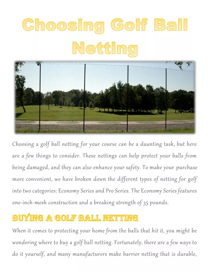 choosing a golf ball netting for your course