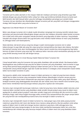 turnamen judi itu selalu ada baik on line maupun