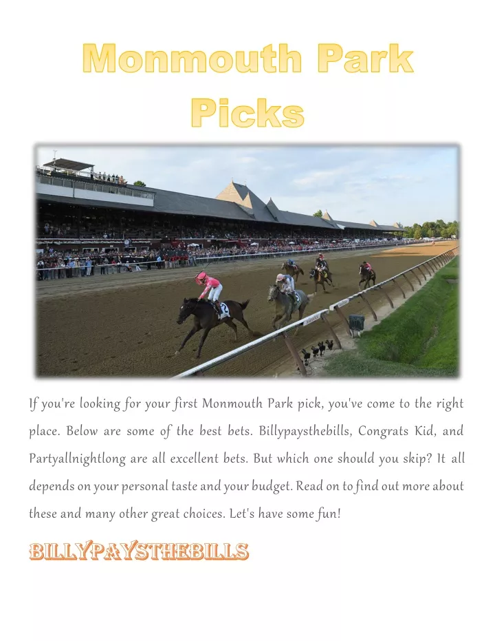 if you re looking for your first monmouth park