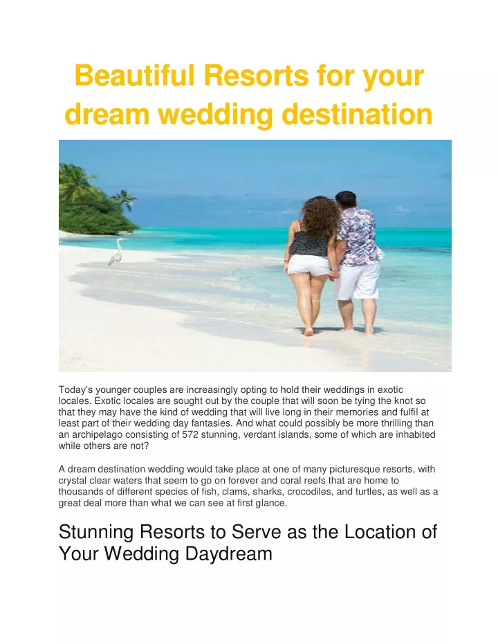 beautiful resorts for your dream wedding
