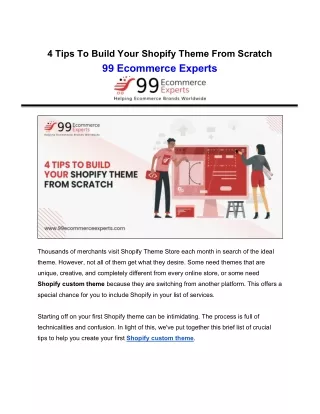 4 Tips To Build Your Shopify Theme From Scratch