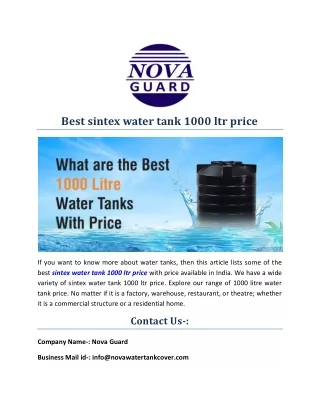 Best sintex water tank 1000 ltr price