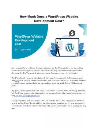 How Much Does a WordPress Website Development Cost