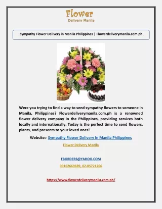 Sympathy Flower Delivery in Manila Philippines | Flowerdeliverymanila.com.ph