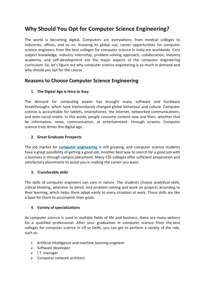 why should you opt for computer science