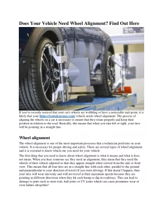 Does Your Vehicle Need Wheel Alignment Find Out Here