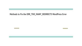 methods to fix the err too many redirects