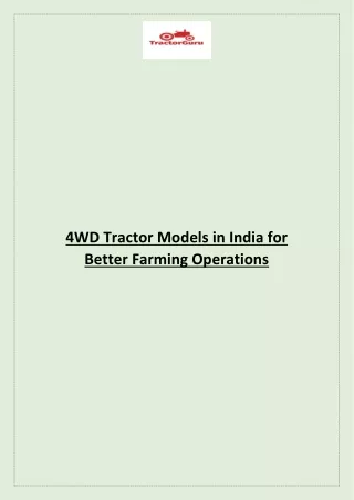 4wd tractor models in india for better farming