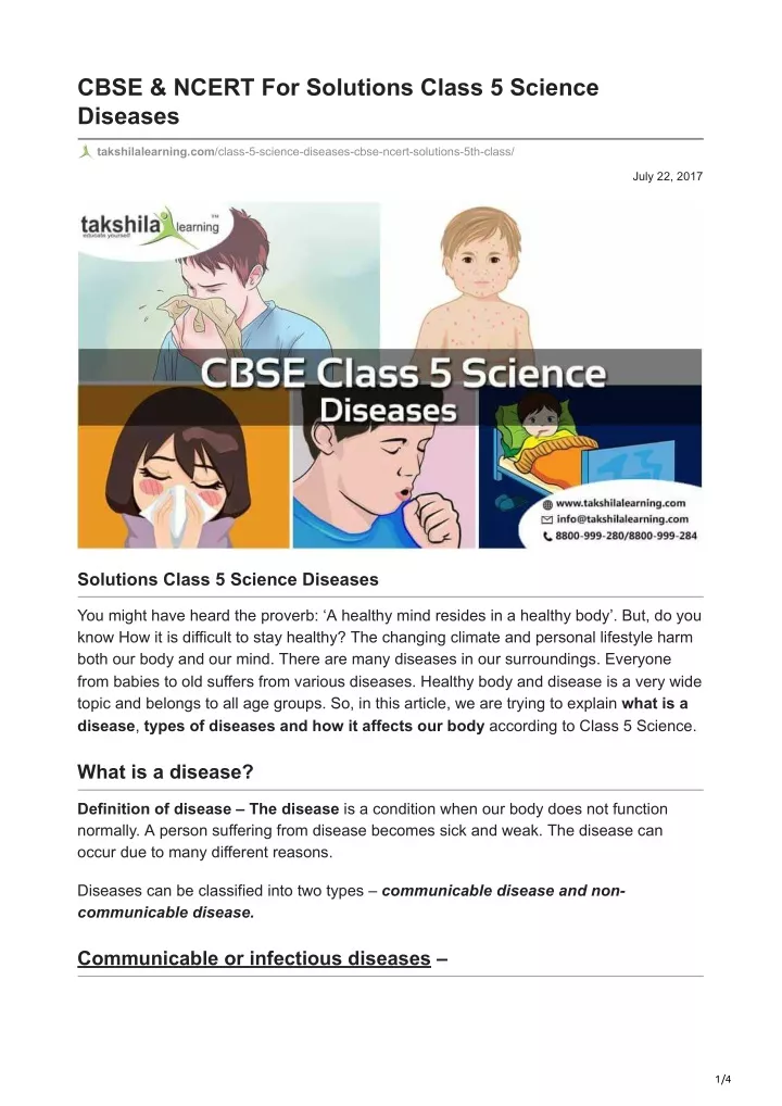 cbse ncert for solutions class 5 science diseases