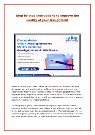 Step by step instructions to improve the quality of your Assignment