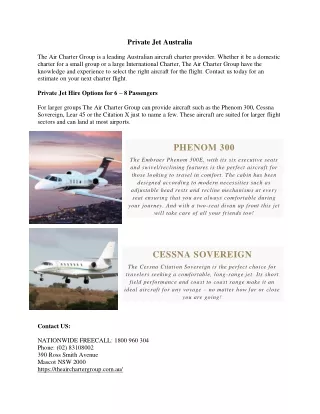 private jet australia