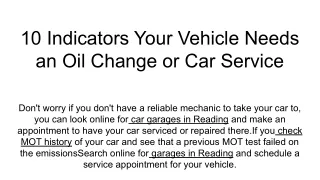 10 indicators your vehicle needs an oil change