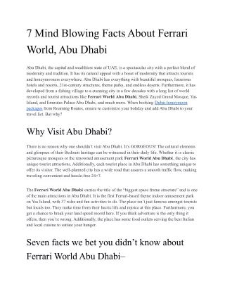 7 Mind Blowing Facts About Ferrari World, Abu Dhabi