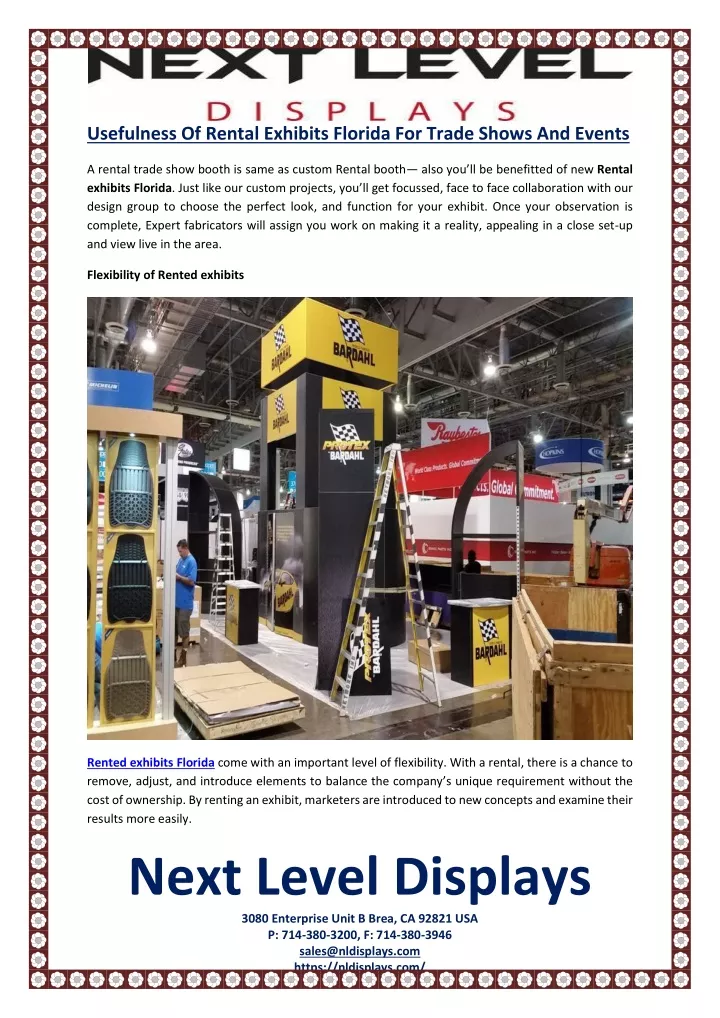 usefulness of rental exhibits florida for trade