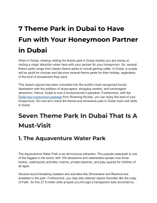 7 Theme Park in Dubai to Have Fun with Your Honeymoon Partner in Dubai
