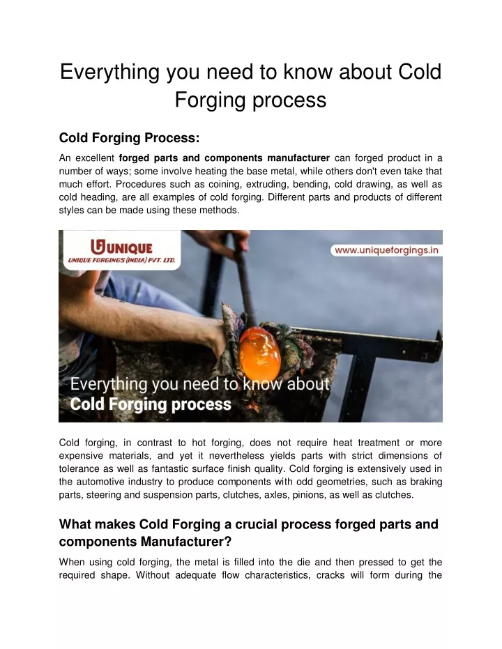 everything you need to know about cold forging