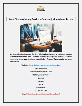 Local Citation Cleanup Service in San Jose | Viralwebmedia.com