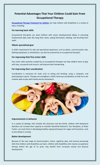 potential advantages that your children could