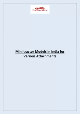 mini tractor models in india for various