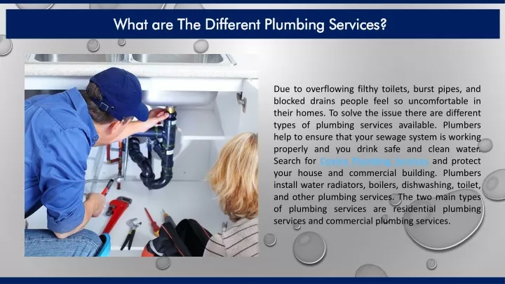 what are the different plumbing services what