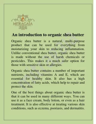 an introduction to organic shea butter
