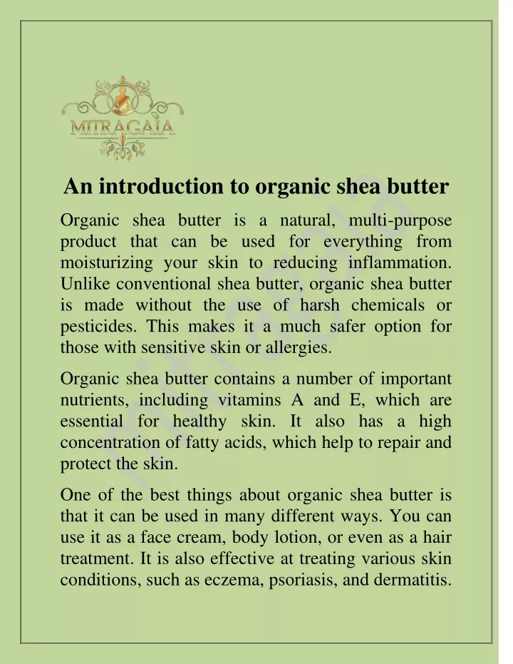 an introduction to organic shea butter