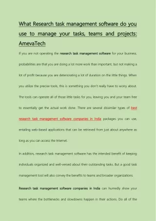 Research task management software For Market Research Companies : Ameva Tech
